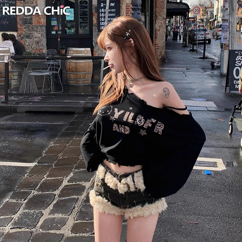 2025 Collection Reddachic Faux Fur Belted Women Denim Shorts Cotton ...