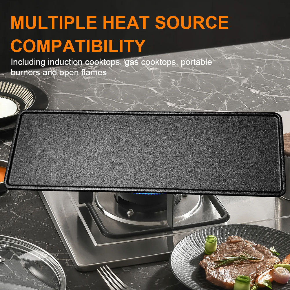 15.1 X 4.7in Cast Iron Griddle for Stovetop Flat Top Griddle ...