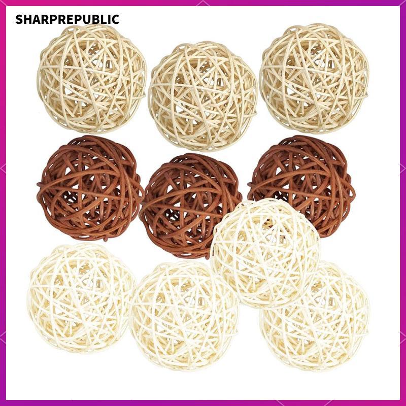 [Sharprepublic] 10PCS Wicker Rattan Balls Natural Spheres DIY Craft ...