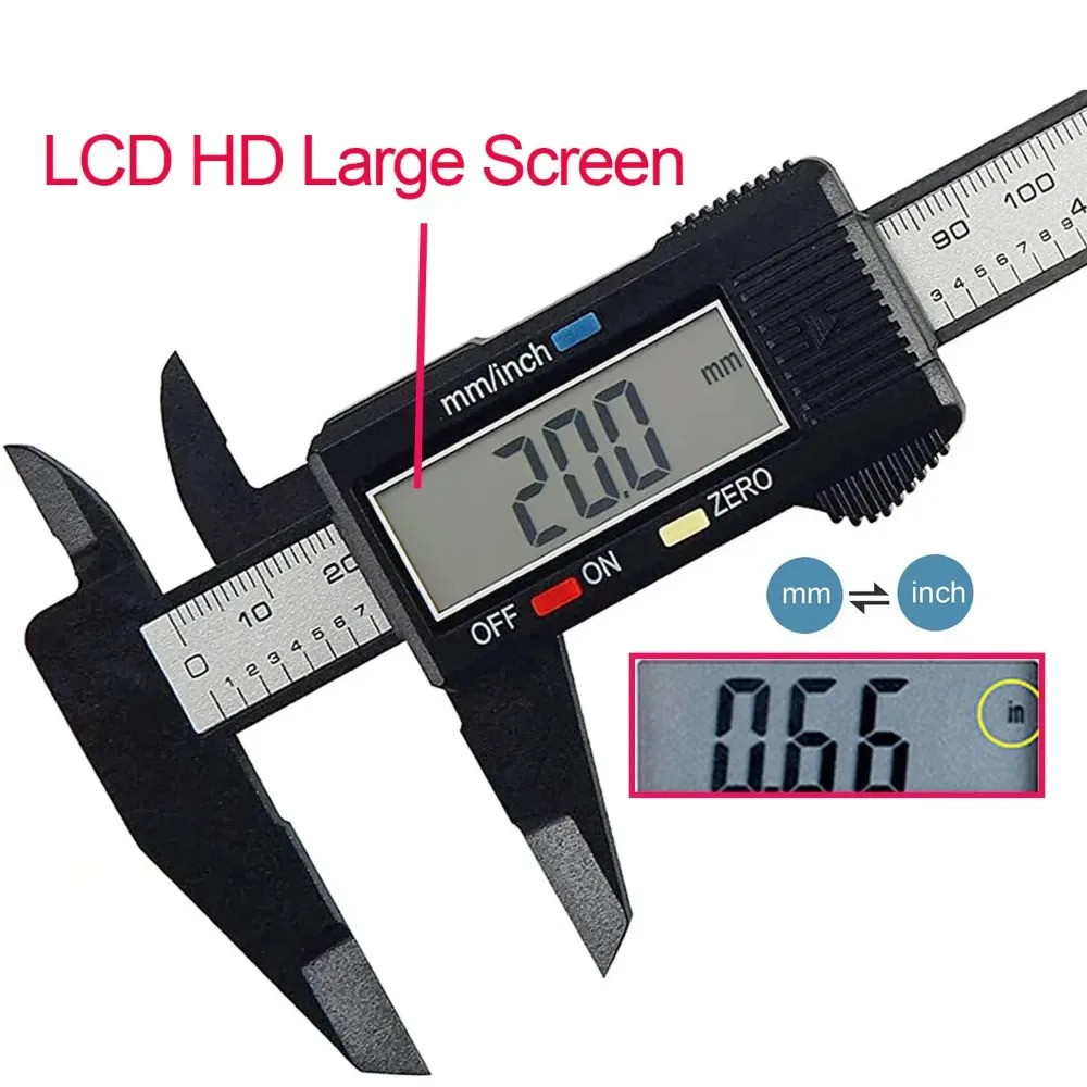 150mm Electronic Digital Caliper Carbon Fiber Dial Vernier Caliper ...