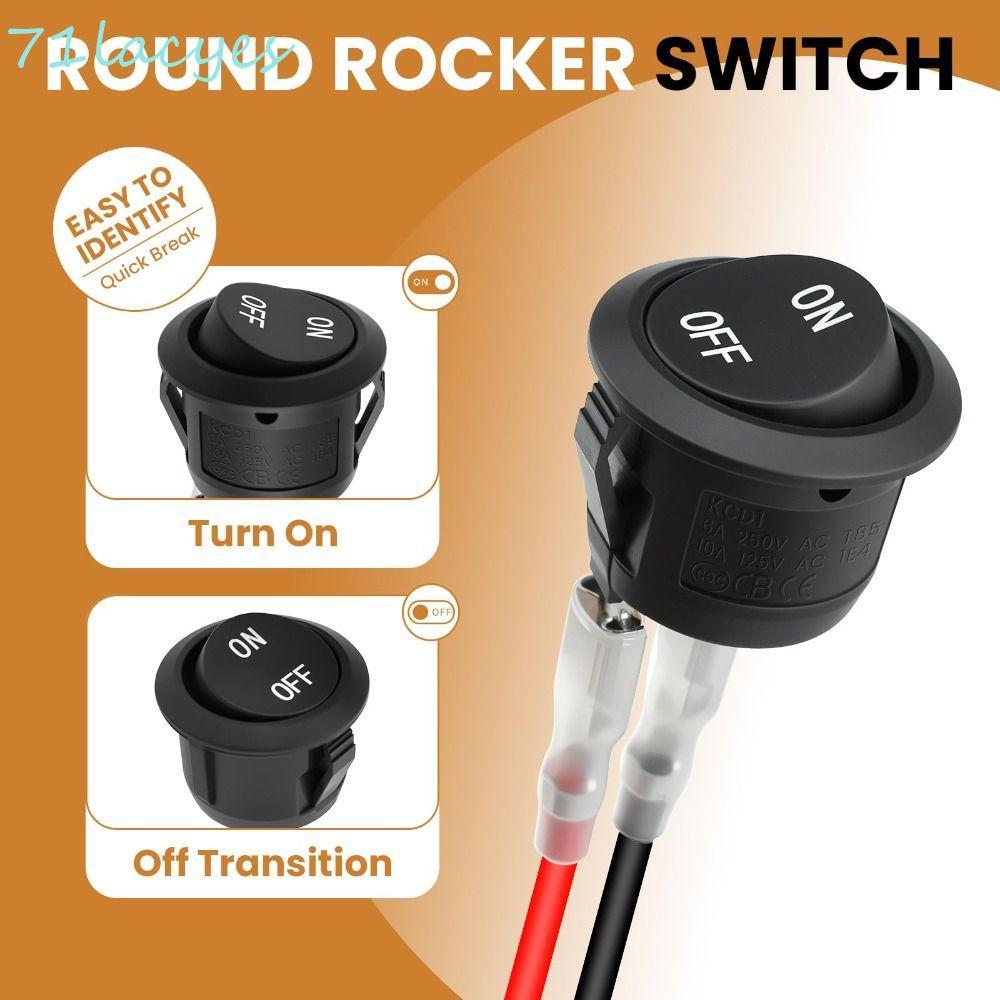 LACYES Round Rocker Switch, 2 Pin Black Toggle Switch, with Wires 12 ...