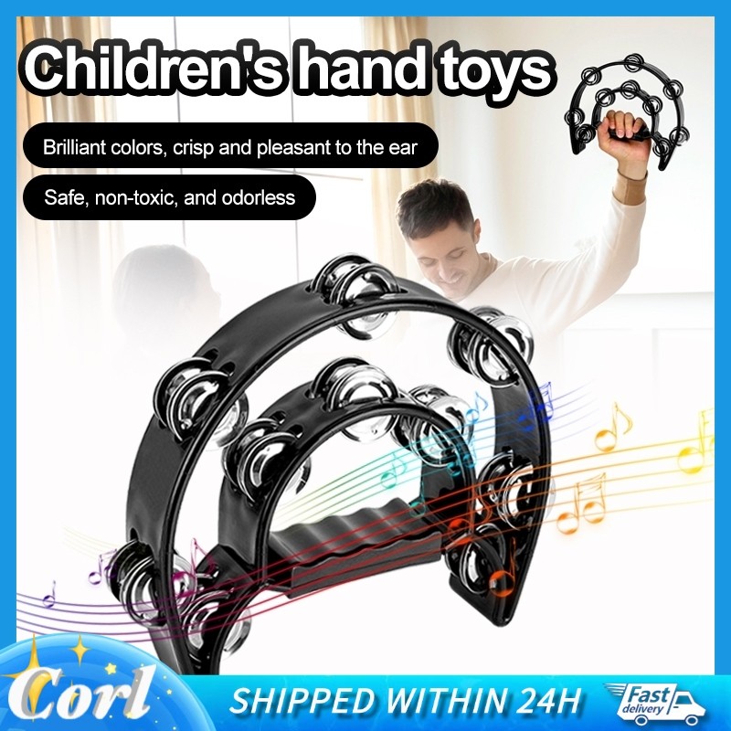 Double Row Half Moon Musical Plastic Percussion Tamborine Drum Durable ...