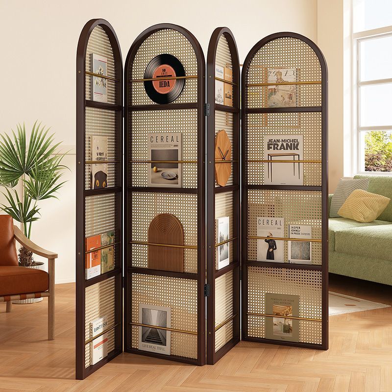 Japanese Rattan Screen Foldable Mobile Indoor Partition Wall Living ...