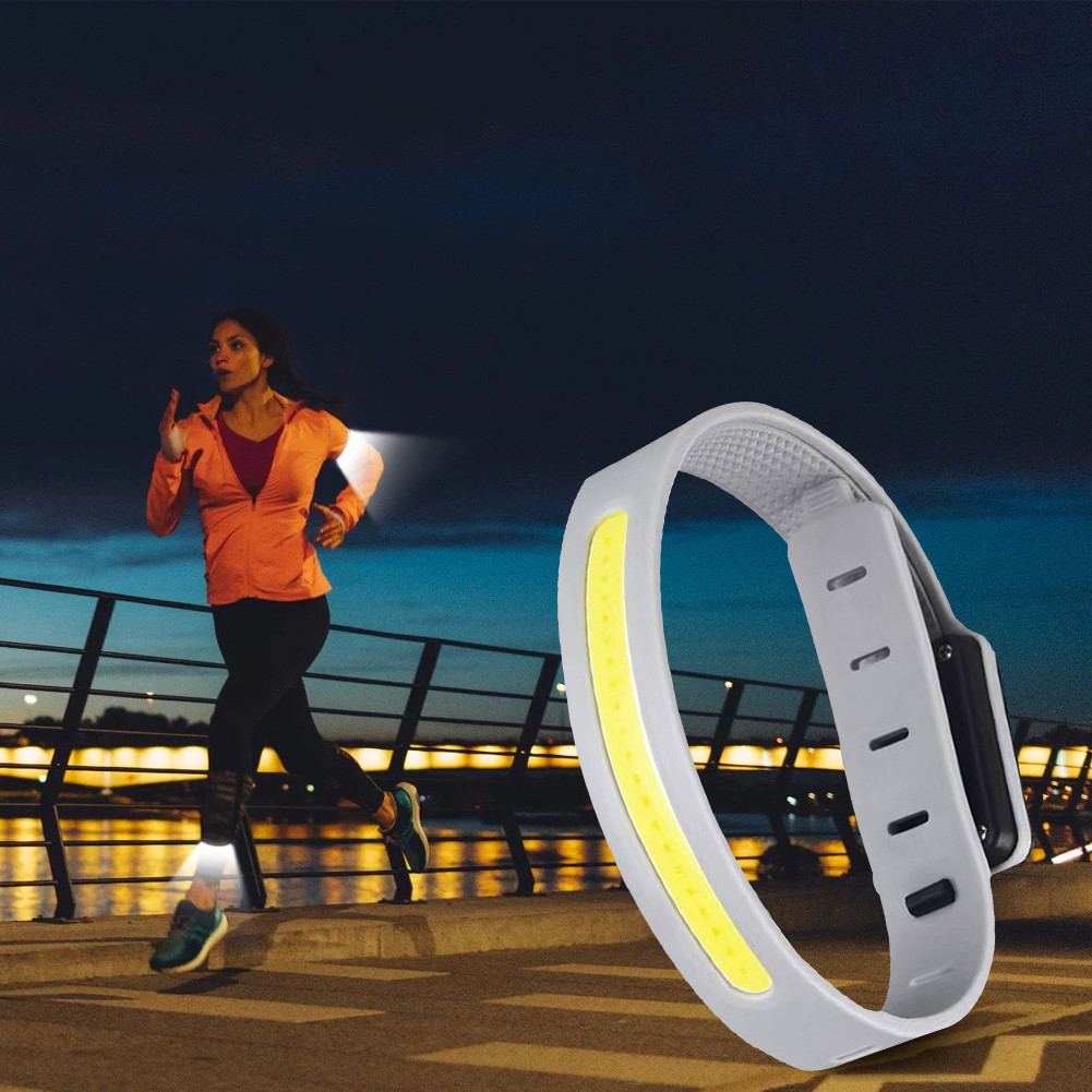 4 PCS COB Running Light Rechargeable COB Night Running Wrist Lamp ...