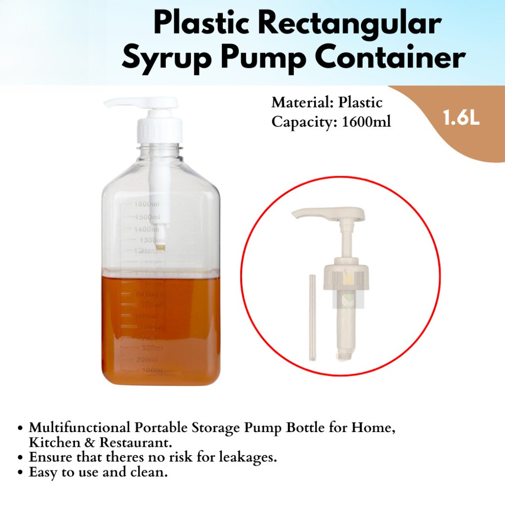 [1600ml] Plastic RECTANGULAR Syrup Pump Container/ Syrup pump container ...