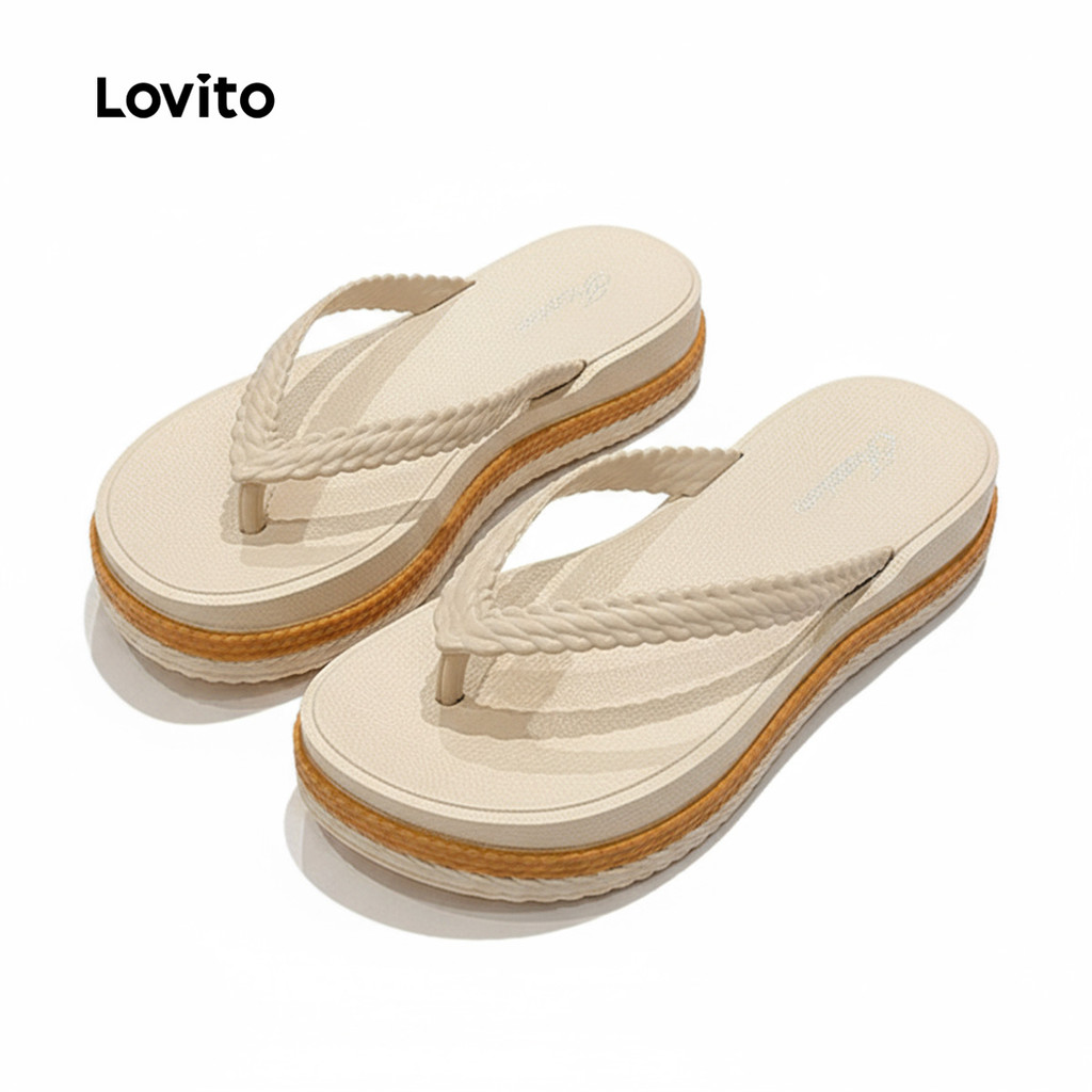 Lovito Women Casual Plain Colorblock Fashion Thick Sole Anti Slip Soft ...