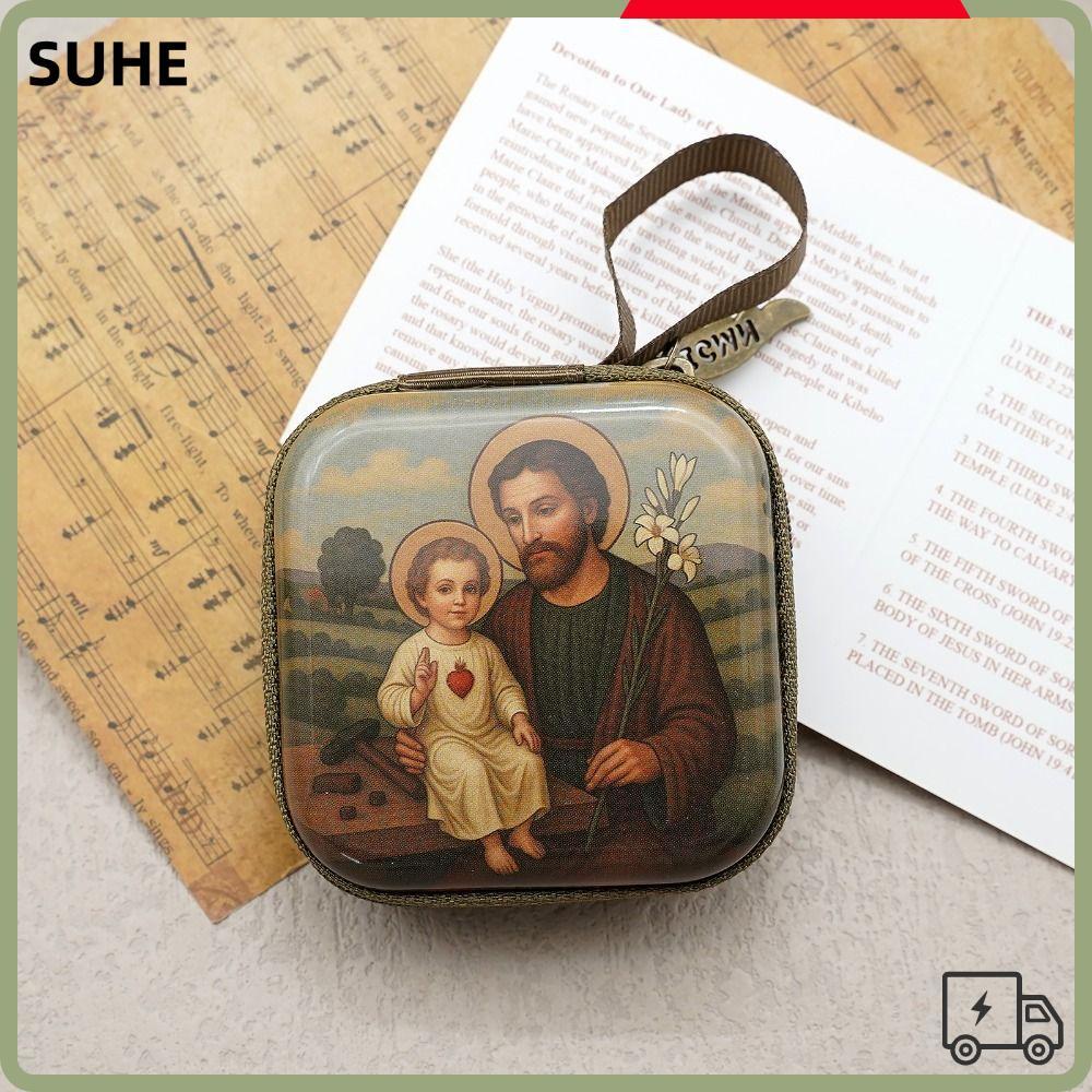 HI-SUHE Christian Jewelry Box, Virgin Mary Zippered Prayer Rosary ...