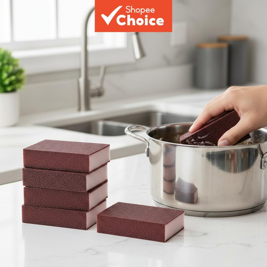 Kitchen Emery Sponge Wipe Dishwashing Pot Brush Cleaning Supplies Rust ...