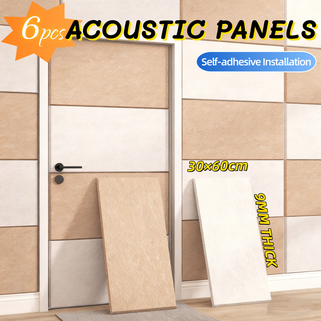 6pcs Door Acoustic Foam Panels 30x60cm Soundproof Noise Absorption ...