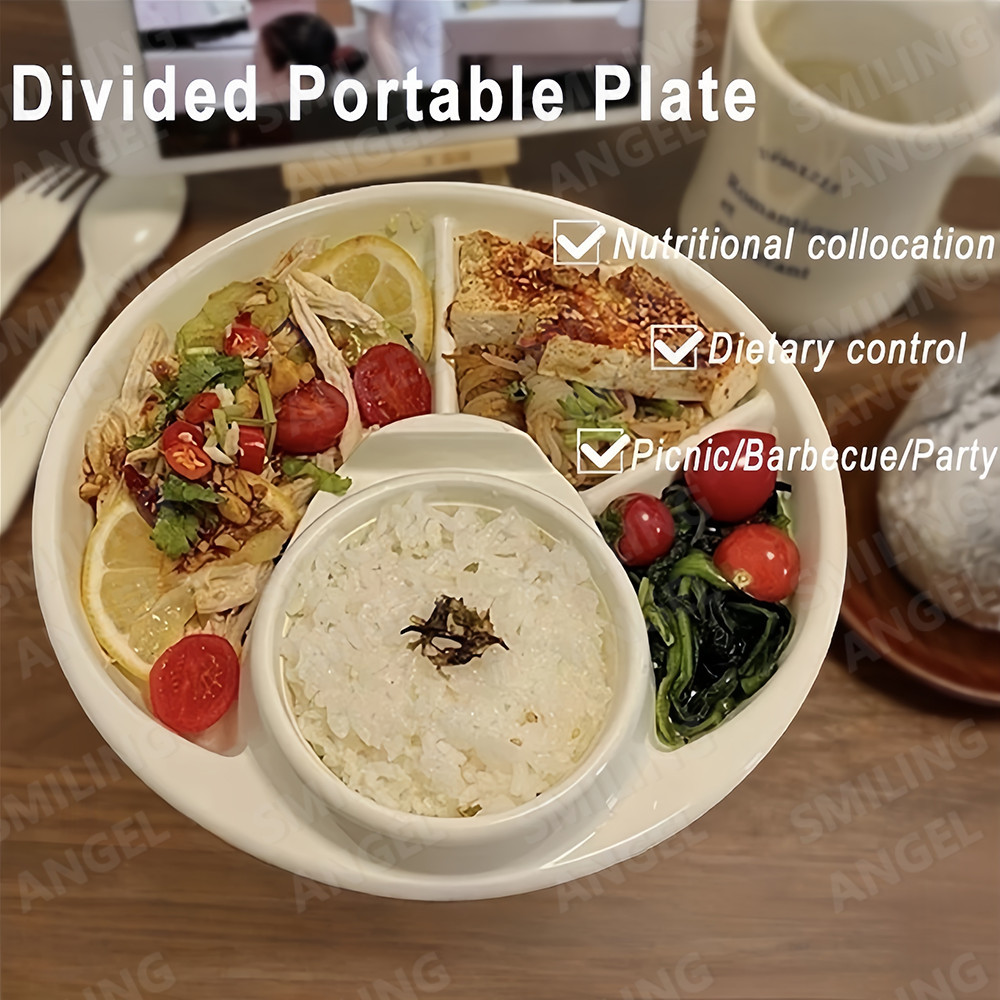Breakfast Divided Plate Portable Barbecue Picnic Tray Portion Control ...