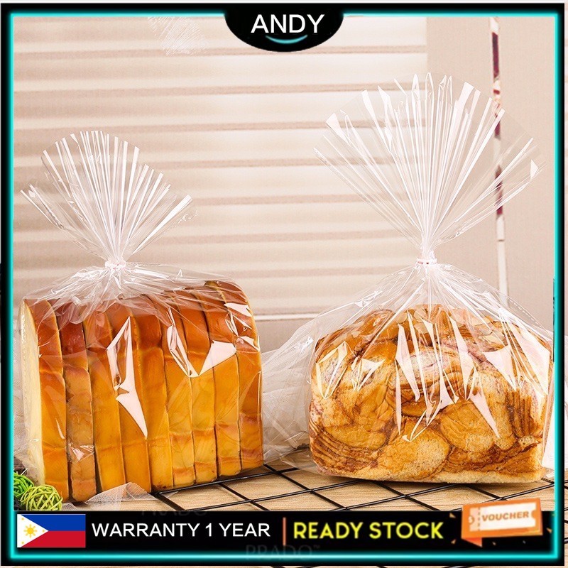 100pcs Plain Transparent Bread Cellophane Cello Bag Cookie Pastry Toast ...