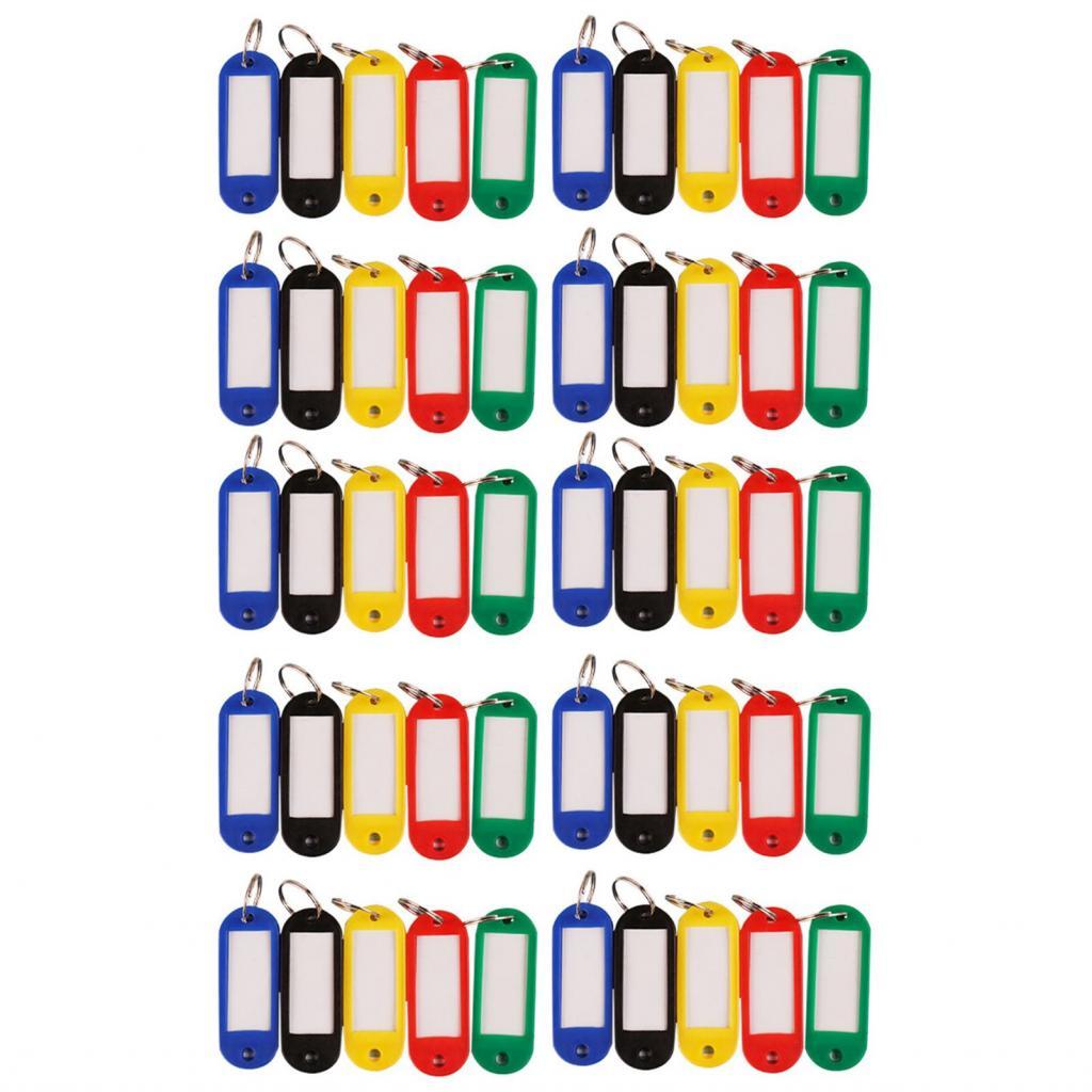 loloshop1 50Pcs Assorted Color Key Chain Tags Set Simple Pure Keyring ...