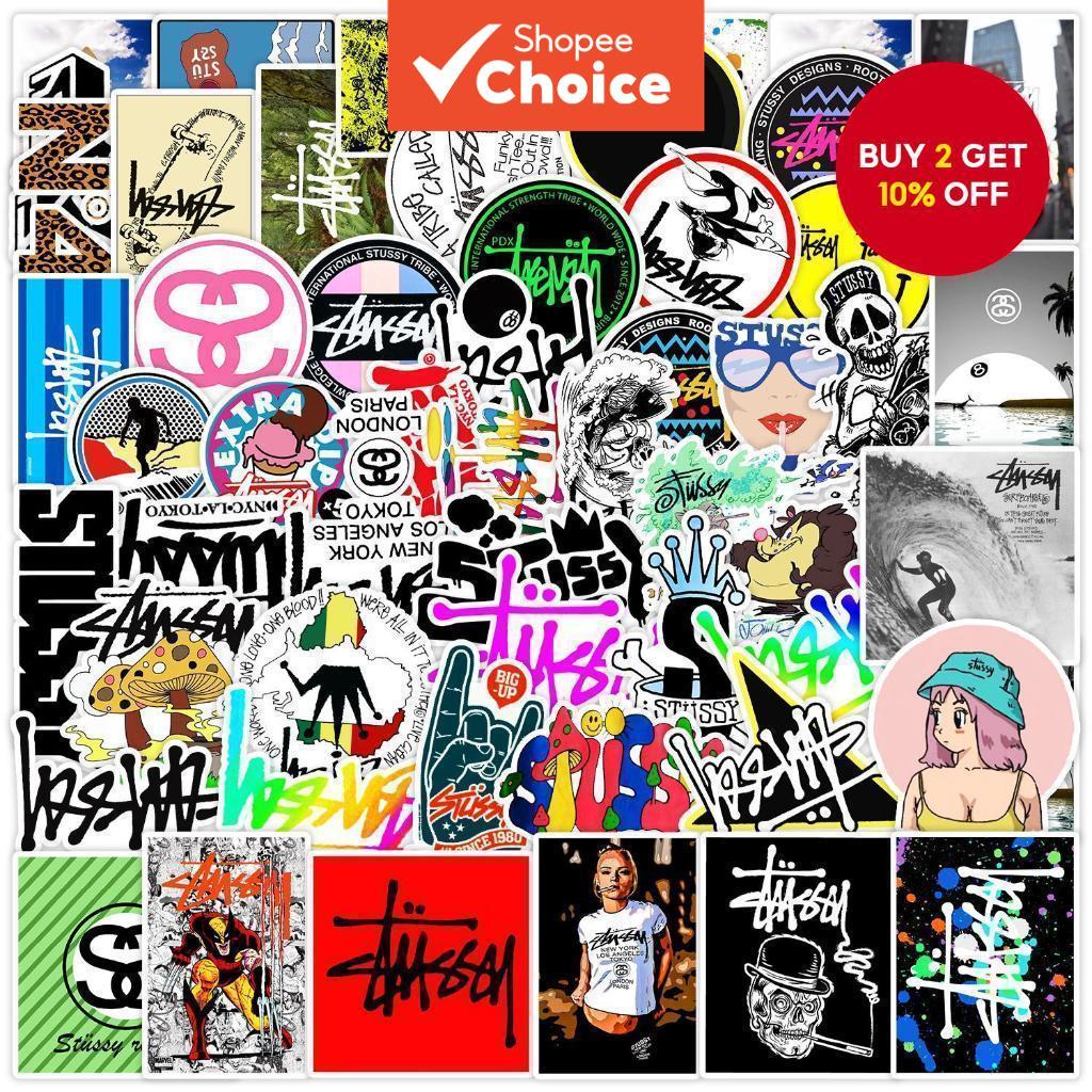 50PCS Fashion Brand Stussy Waterproof Stickers For Notebook Laptop ...