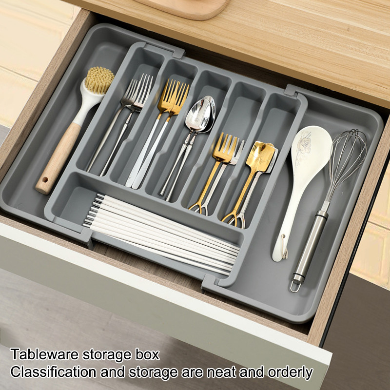FAPH Cutlery Organizer Adjustable Cutlery Storage Tray Expandable Spoon ...