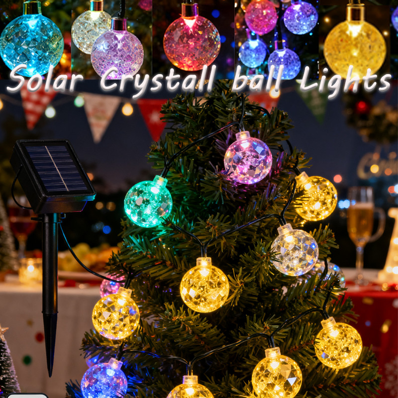Christmas Solar Crystal Ball Lights Outdoor Waterproof Led String Light ...