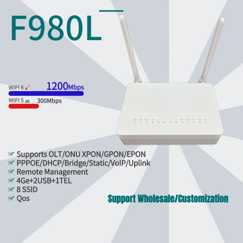 Brand New Wifi6 F980L Dual-Band XPON/GPOM/EPON ONU 5G 2.4G WIFI ONT ...