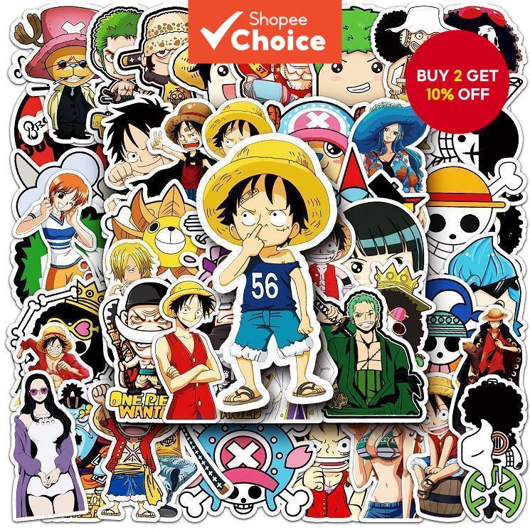 50 Piece Funny One Piece DIY Creative Home Decal Stickers Kawaii ...