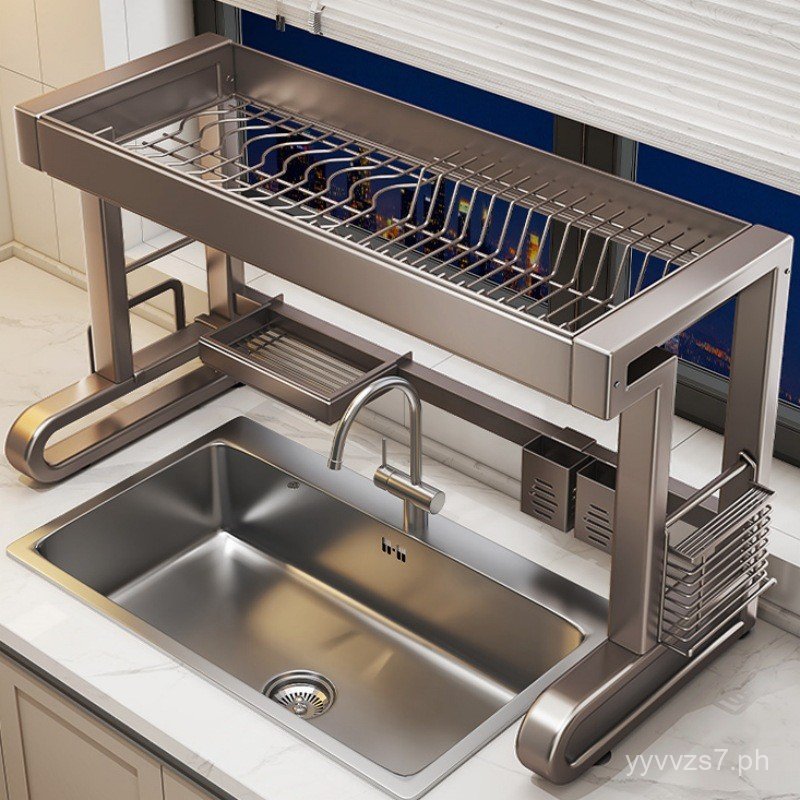 Kitchen Water Rack Dishwashing Sink Draining Rack Countertop Bowl Plate ...