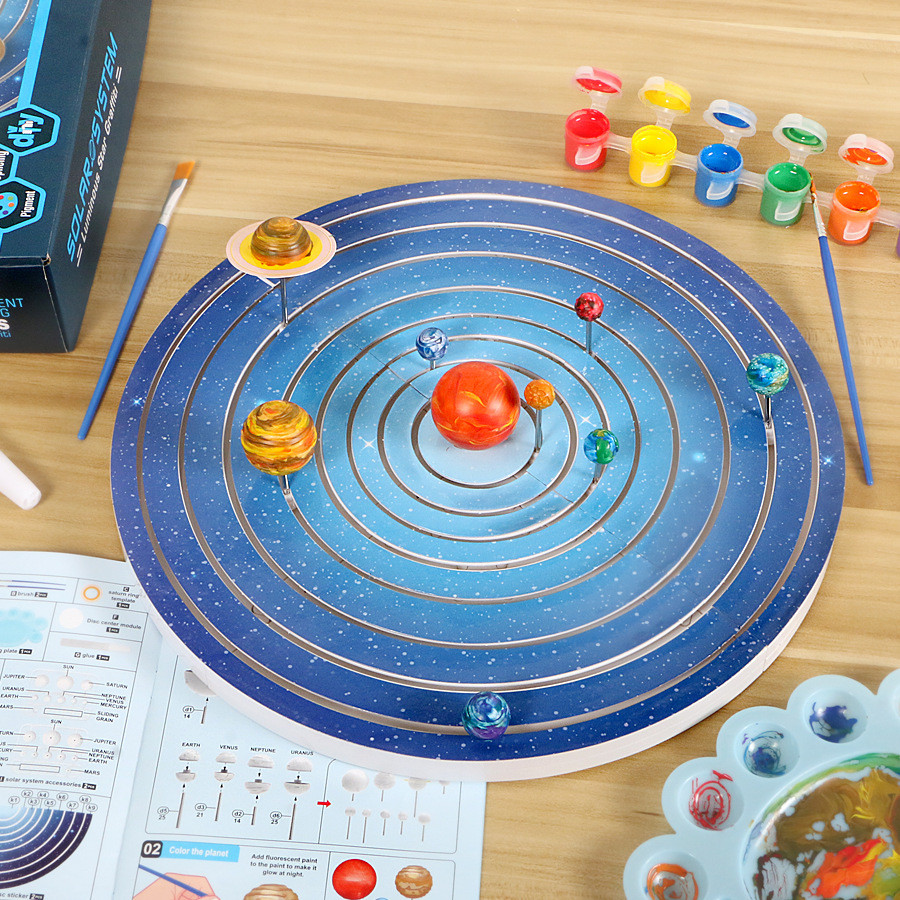 Solar System Planets 3D Model Eight Planets DIY Assembling Toy Painting ...