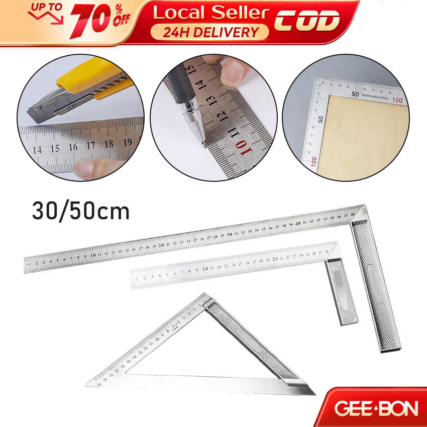 GEEBON Angle Square Ruler 20/30/50CM Stainless Steel Right Angle Gauge ...