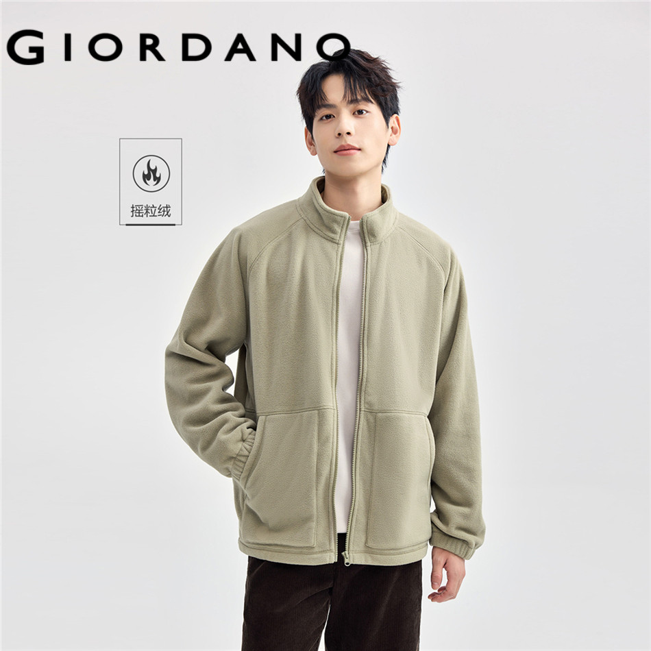 GIORDANO MEN Polar fleece stand collar raglan sleeve jacket 13075803 ...