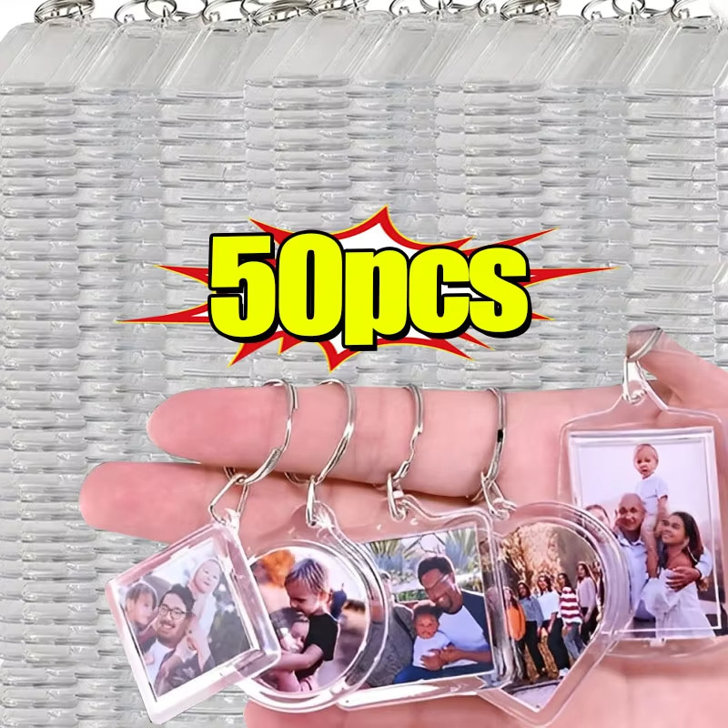 10/20/30/50Pcs Blank Photo Frame Keychain - Clear Acrylic Insert Photo ...