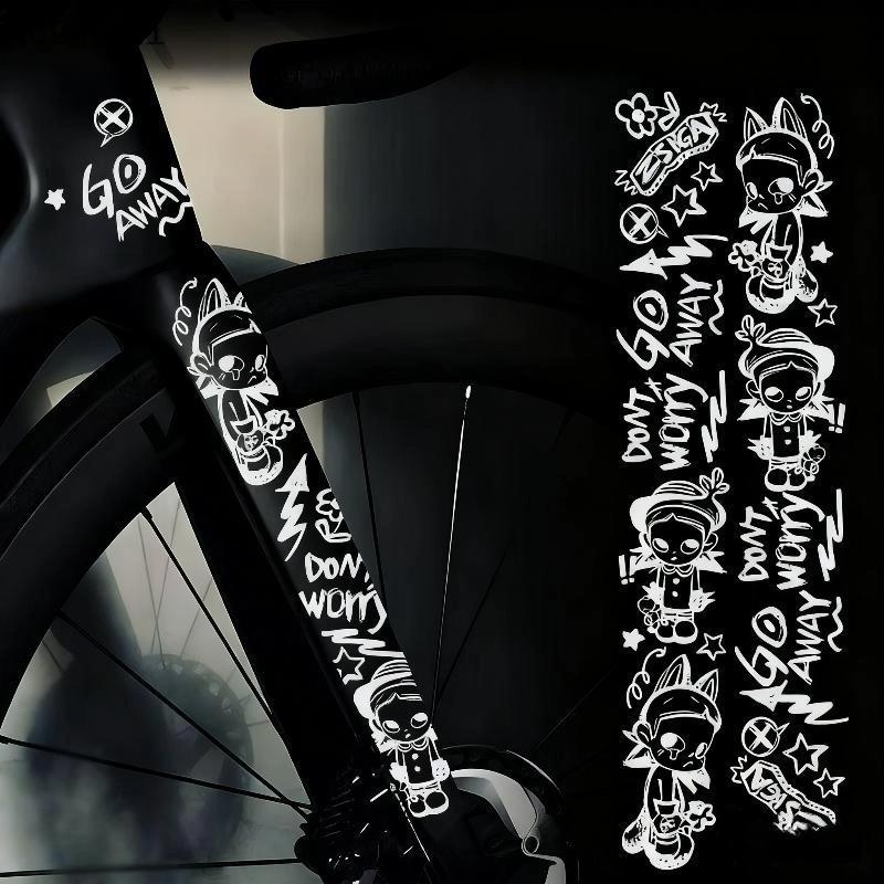 OL 1 Set Road Bikes Frames Sticker Cartoon DIY Reflective Waterproof ...