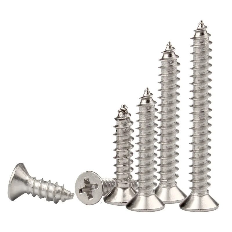 (100PCS) Flat Head Screw for Wood 1 inch to 2 Inch Countersunk Self ...