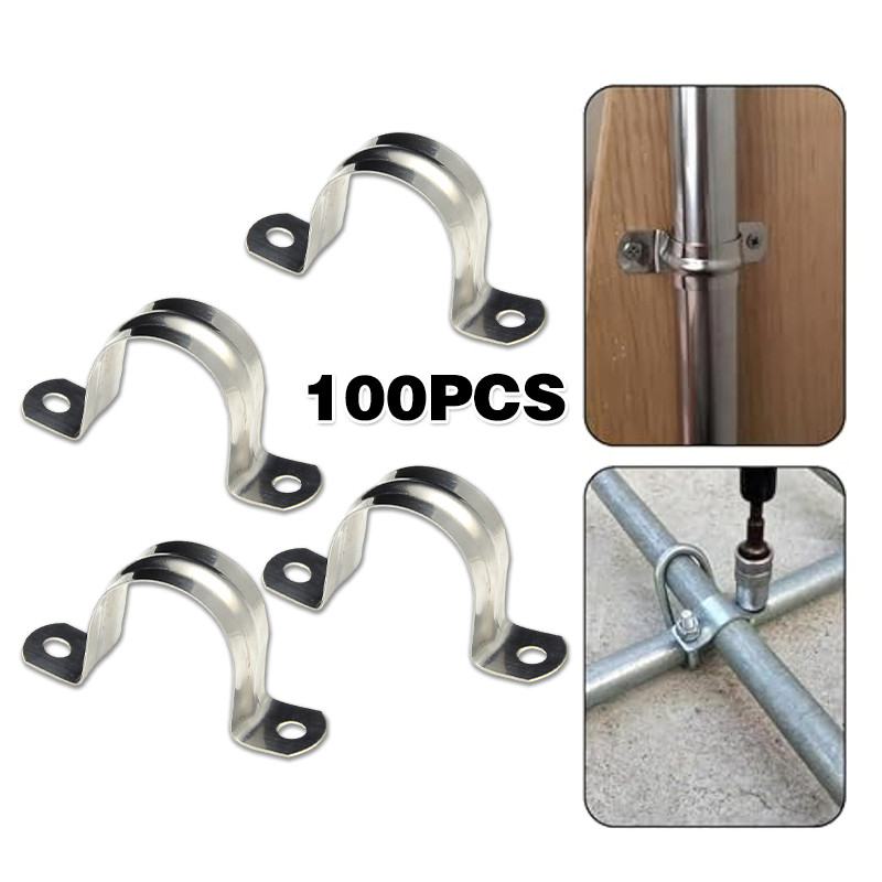 100PCS Heavy Duty Stainless Steel Conduit Clamps U Bracket Tube For PVC ...