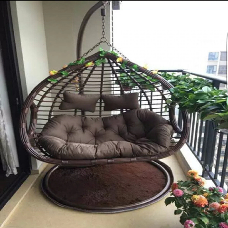 Rattan Double Hanging Basket Indoor Hanging Chair Leisure Rocking Chair ...