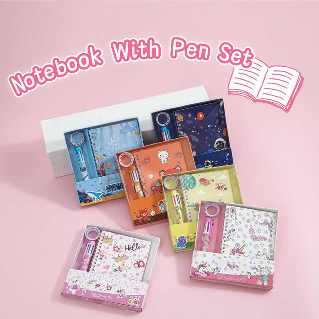 Cute Cartoon Memo Book With Ballpoint Pen Student Notepad Handbook Pen ...