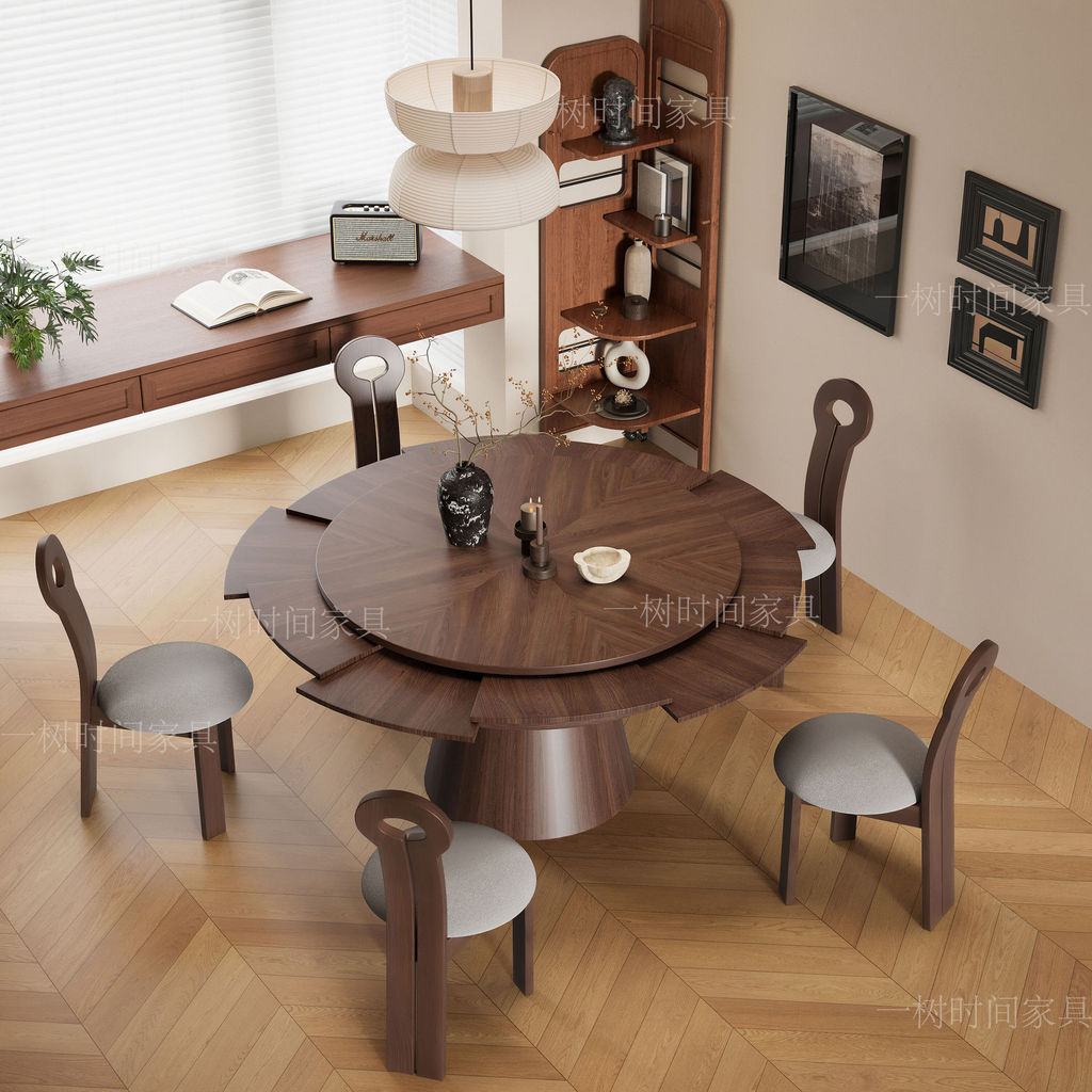 Designer Style Transformable Round Table Vintage Style Solid Wood ...