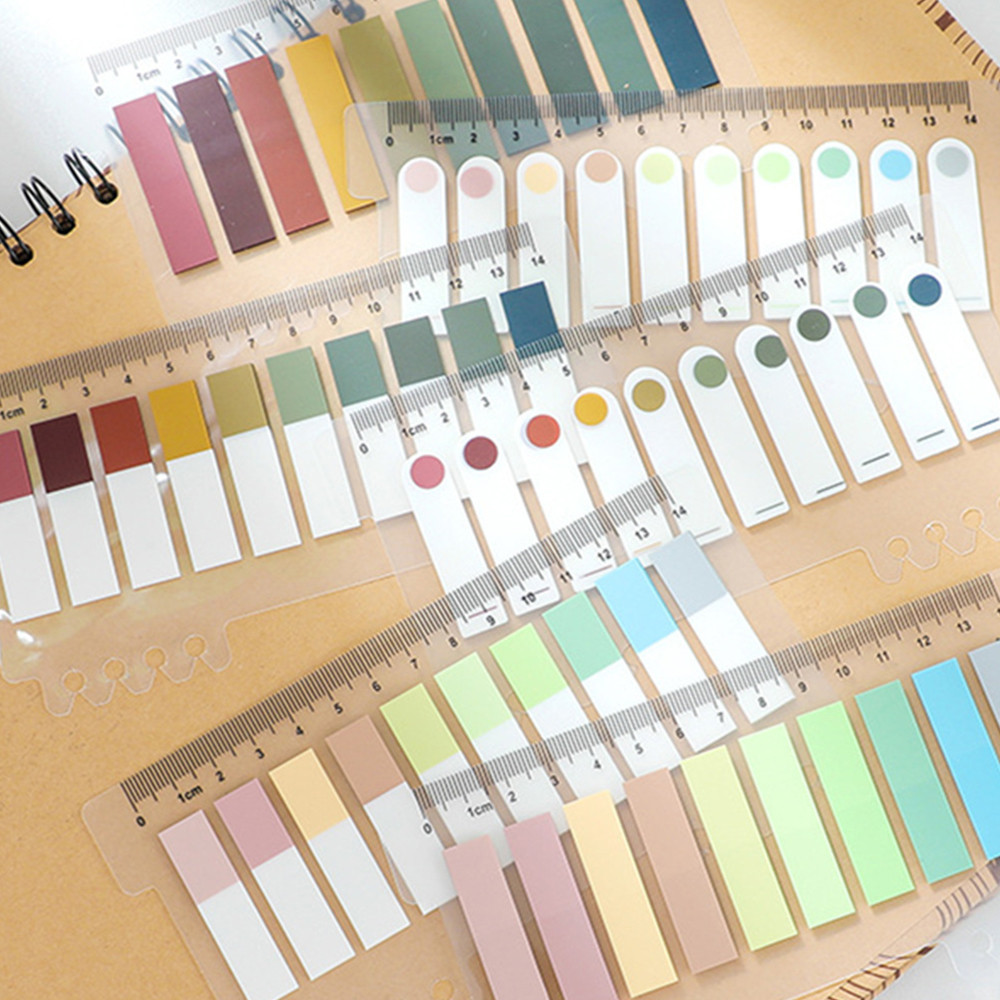 200 sticky notes with ruler, morandi, color labels, sorting labels ...