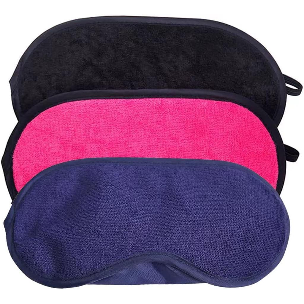 3 Pack Soft Microfiber Terry Cloth Sleep Mask Set Eye Blindfold Cover ...