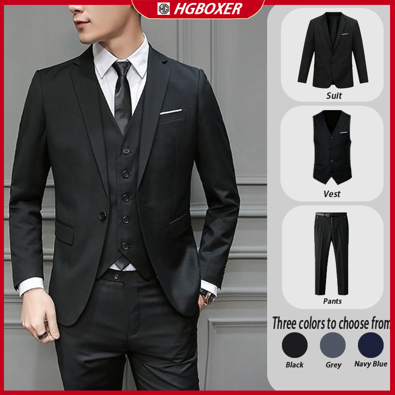 [Local Delivery]Blazer for Men Formal Business Suit Set Tuxedo Grooms ...