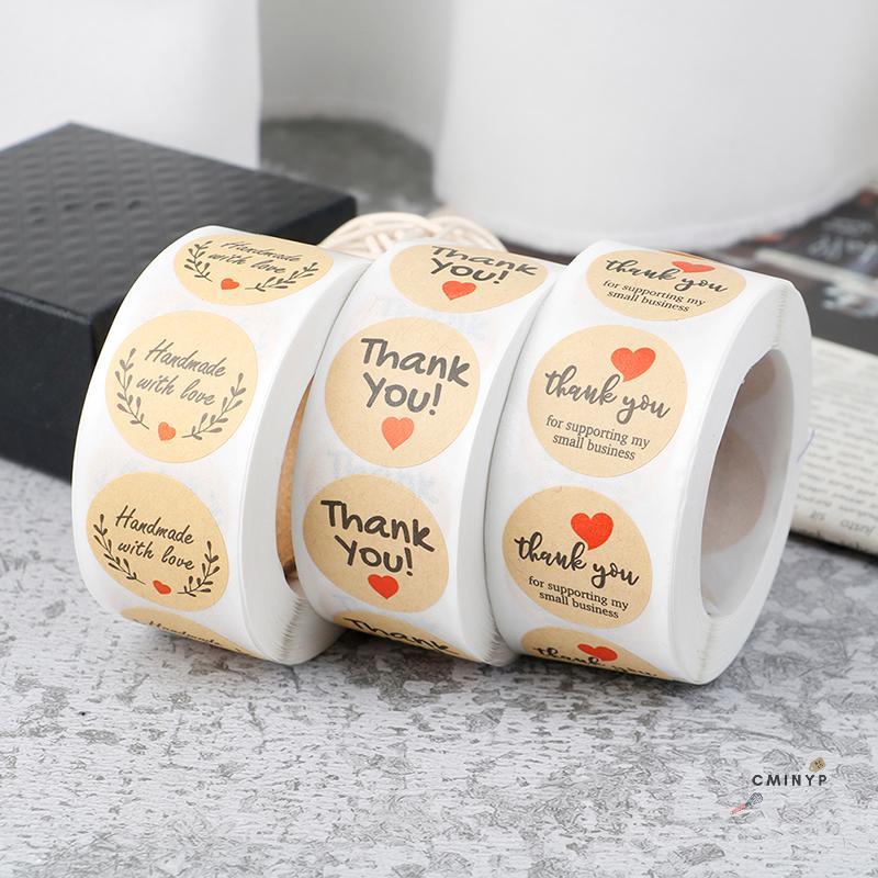 CMinYP 500pcs Thank You Stickers Seal Labels Round Paper Label sticker ...