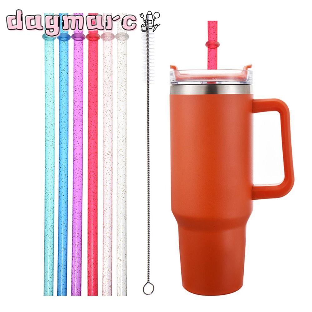 DAGMARC 12+1 Gold Powder Plastic Straw, Portable Reusable Car Cup ...