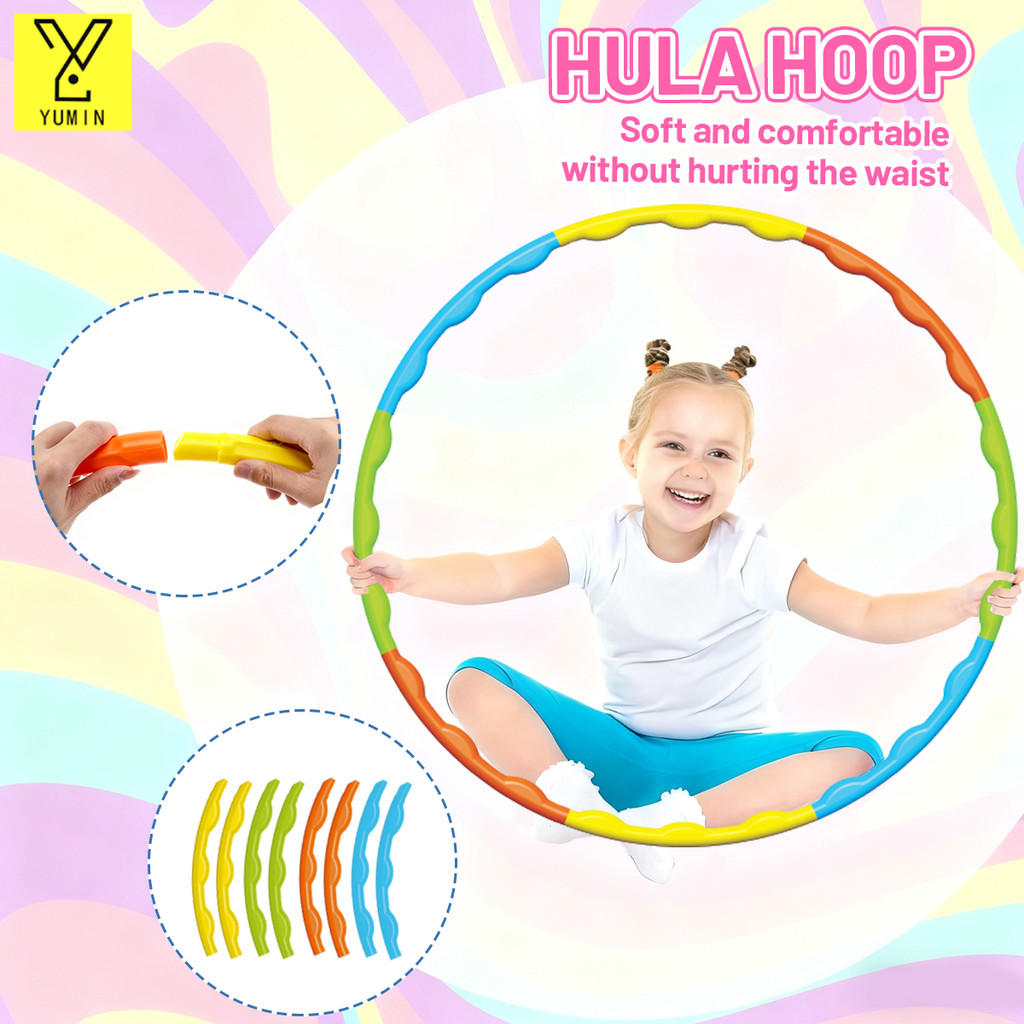 Colourful Assembly Hula Hoop Plastic Circle Detachable Kids Hoola Rings ...