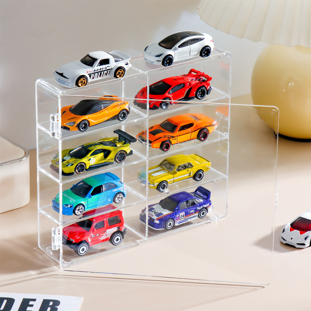 Acrylic Toy Car Storage Box with 8 Compartments - Display Case for ...