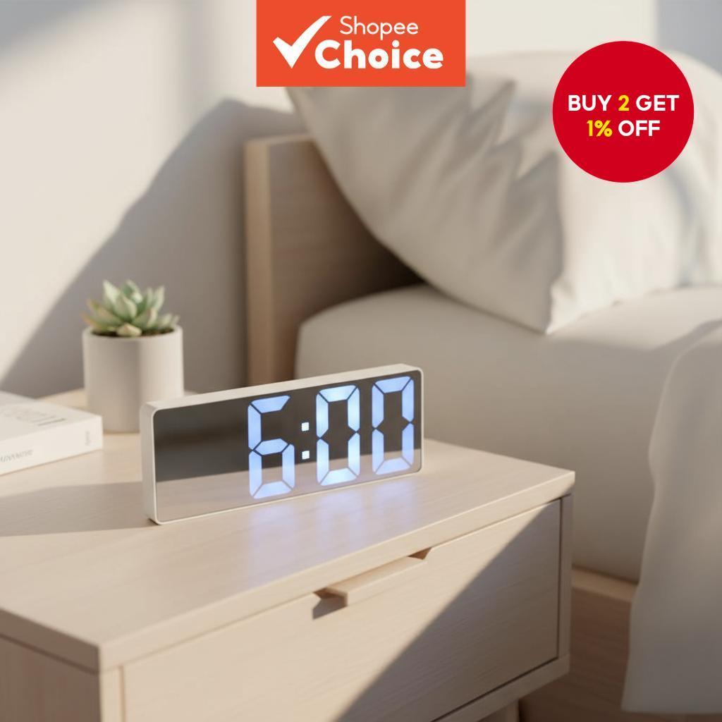 LED Digital Alarm Clock with Temperature and Calendar Display, Sound ...