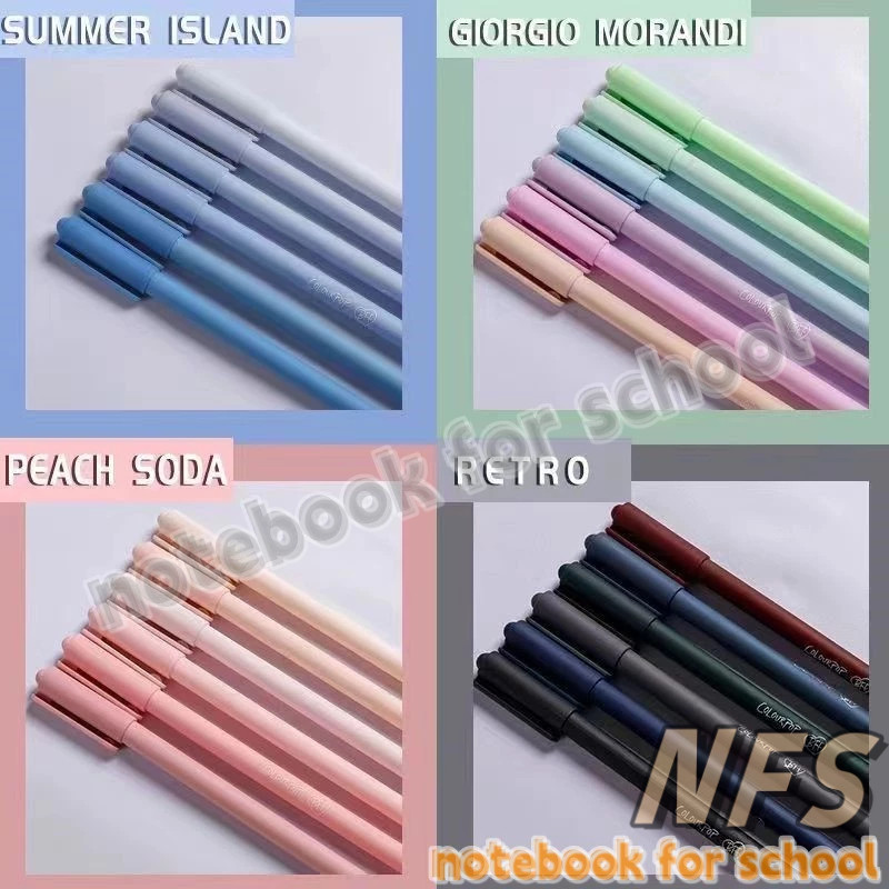 NFS 6PCS/Set Morandi Color 0.5mm Black Ink Gel Pen Signature Pens ...