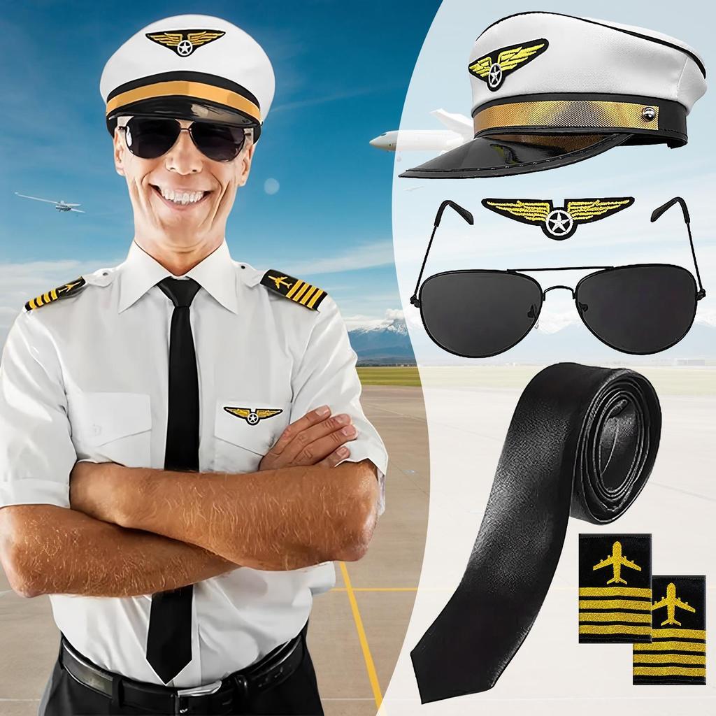 Costume Accessories Pilot Costume Accessories with Airline Sunglasses ...