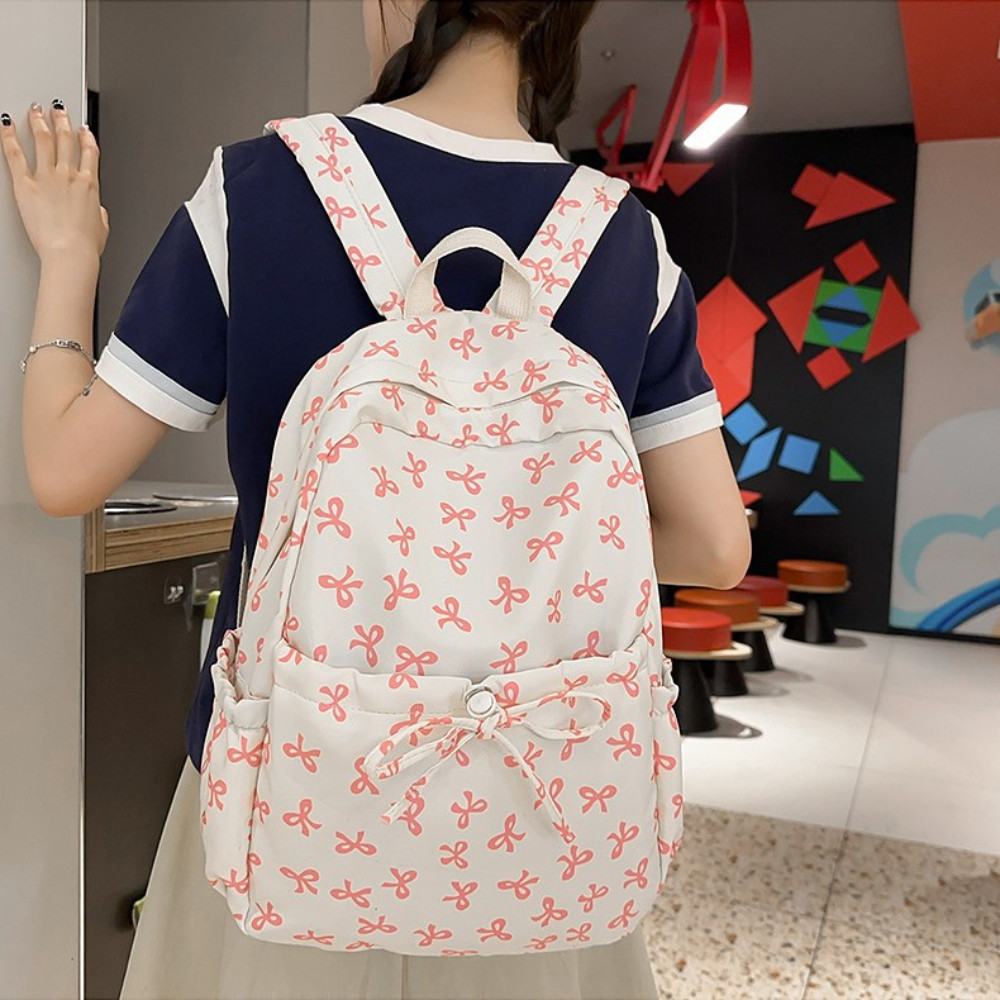 1PC Bow Backpack For Women Coquette Aesthetic Nylon Rucksack Cute ...