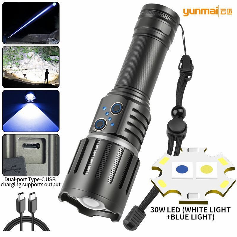 Long-range Dual-head High-light Output Flashlight TYPE-C Input Ultra ...