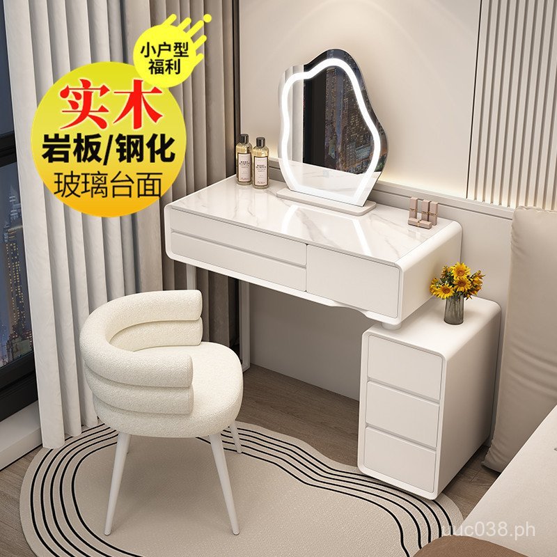 Modern Minimalist Bedroom Dressing Table with Rock Slab, Light Luxury ...
