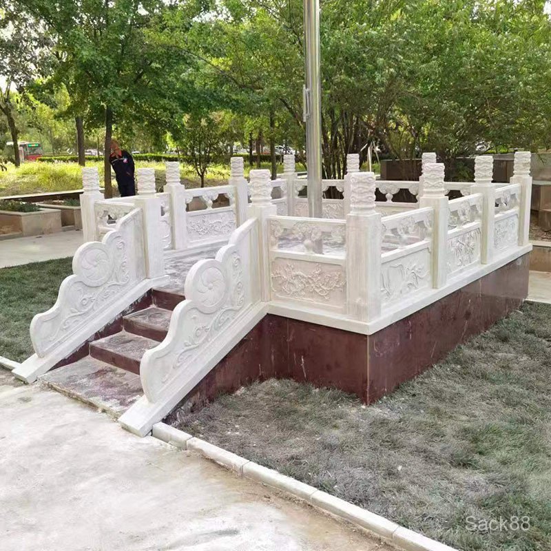 White Marble Flag Raising Platform Railing Grass White Marble Railing ...