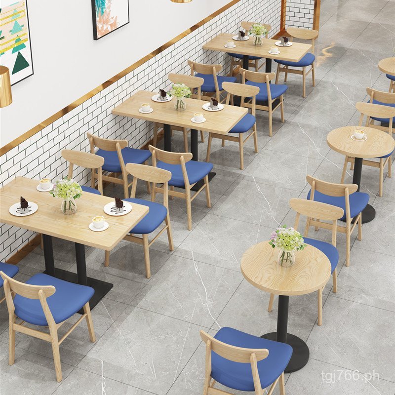 Canteen Fast Food Restaurant Booth Food Court Solid Wood Dining Tables ...