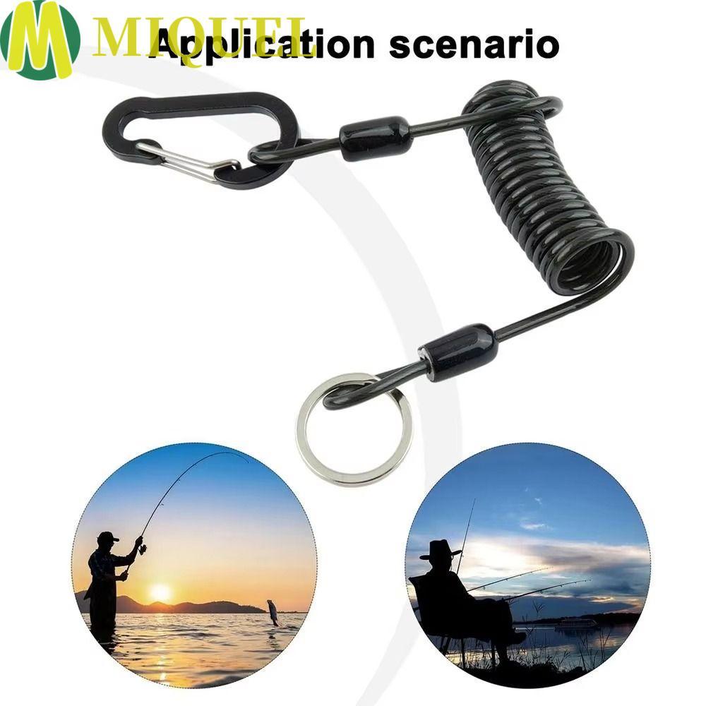 MIQUEL Fishing Missed Rope, Elastic Coil Safety Rope Climbing Buckle ...