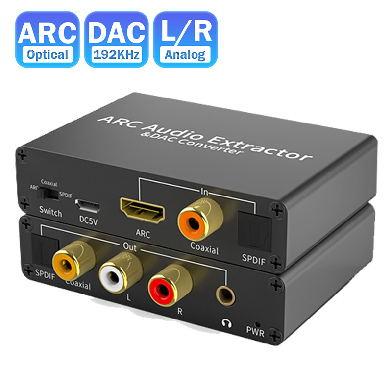 Ozvavzk HDMI ARC Audio Extracteur 192kHz DAC - Convertisseur Optique Coaxial RCA 3.5mm Pour TV Home Cinéma PS4