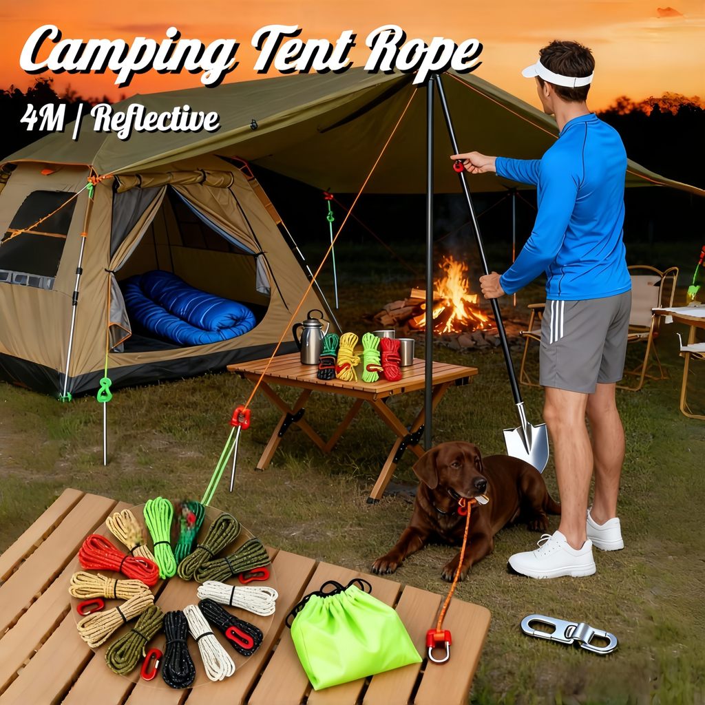 4M Camping Tent Rope Reflective Outdoor Paracord Umbrella Tent Fixed ...